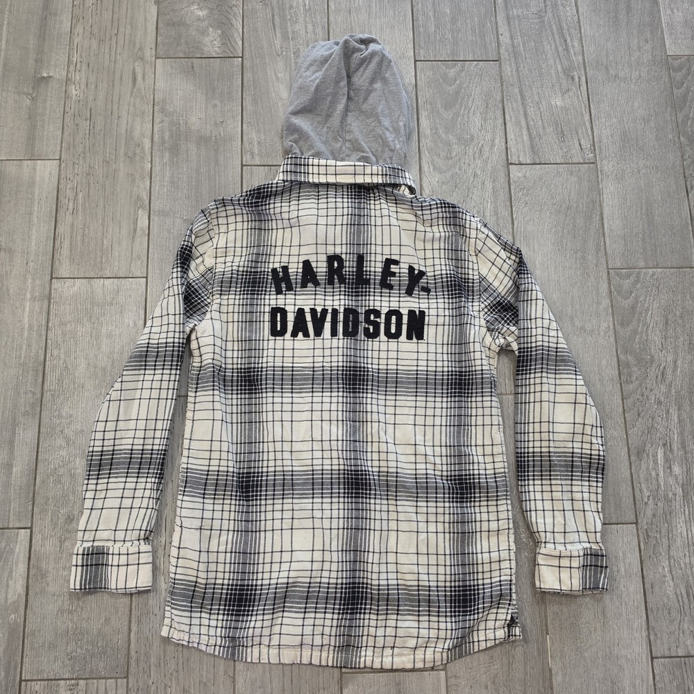 Harley-Davidson Men Traveler Hooded Woven Shirt Plaid Shacket 96590-22VM Med